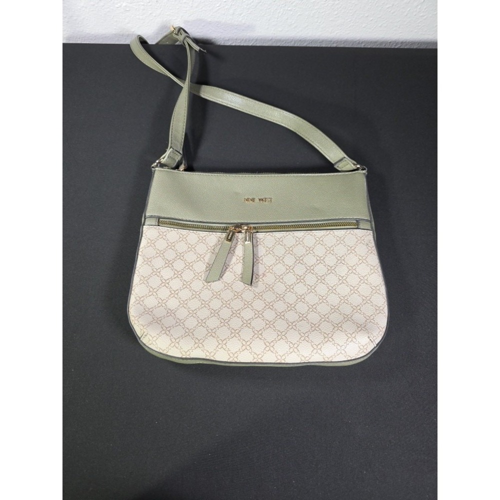 NINE‎ WEST Cheska Women's Satchel/Crossbody. Sage Green, Cream, Gold. *read